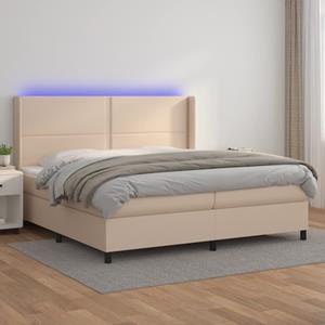 VidaXL Boxspring met matras en LED kunstleer cappuccinokleur 200x200cm