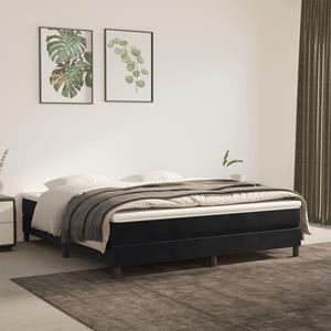 VidaXL Boxspring met matras fluweel zwart 160x200 cm