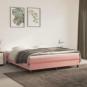 VidaXL Boxspring met matras fluweel roze 160x200 cm