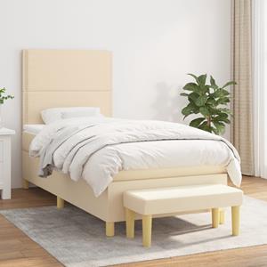 VidaXL Boxspring met matras stof crèmekleurig 100x200 cm