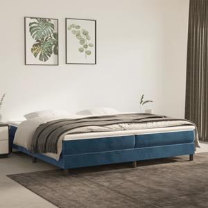 VidaXL Boxspring met matras fluweel donkerblauw 200x200 cm