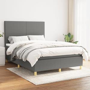 VidaXL Boxspring met matras stof donkergrijs 140x190 cm