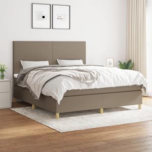 VidaXL Boxspring met matras stof taupe 160x200 cm