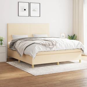 VidaXL Boxspring met matras stof crèmekleurig 180x200 cm