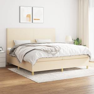 VidaXL Boxspring met matras stof crèmekleurig 200x200 cm