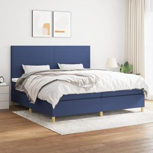 VidaXL Boxspring met matras stof blauw 200x200 cm