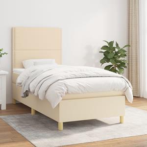 VidaXL Boxspring met matras stof crèmekleurig 90x200 cm