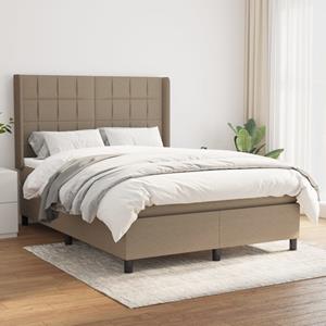 VidaXL Boxspring met matras stof taupe 140x190 cm