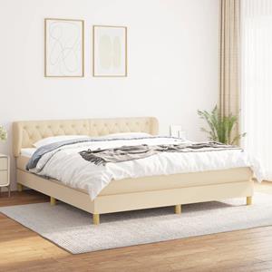 VidaXL Boxspring met matras stof crèmekleurig 160x200 cm