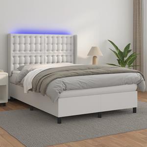 VidaXL Boxspring met matras en LED kunstleer zwart 140x190 cm