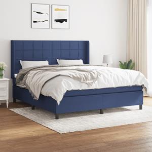 VidaXL Boxspring met matras stof blauw 160x200 cm