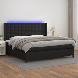 VidaXL Boxspring met matras en LED kunstleer zwart 200x200 cm