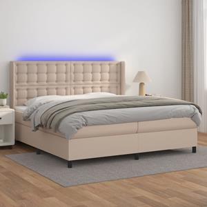 VidaXL Boxspring met matras en LED kunstleer cappuccinokleur 200x200cm