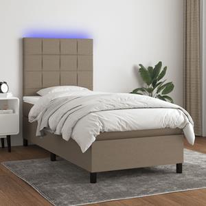 VidaXL Boxspring met matras en LED stof taupe 80x200 cm