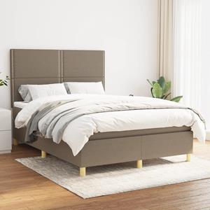 VidaXL Boxspring met matras stof taupe 140x200 cm