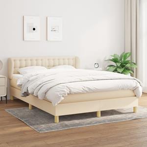 VidaXL Boxspring met matras stof crèmekleurig 140x190 cm