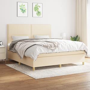 VidaXL Boxspring met matras stof crèmekleurig 160x200 cm