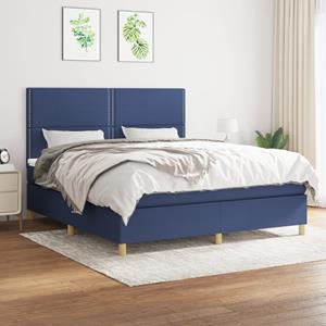 VidaXL Boxspring met matras stof blauw 160x200 cm