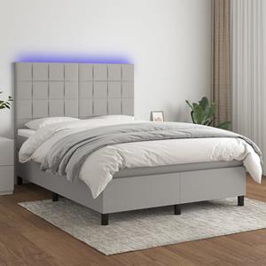 VidaXL Boxspring met matras en LED stof lichtgrijs 140x200 cm