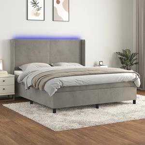 VidaXL Boxspring met matras en LED fluweel lichtgrijs 160x200 cm