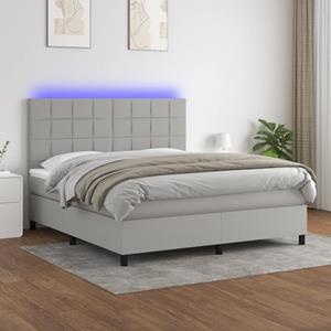 VidaXL Boxspring met matras en LED stof lichtgrijs 160x200 cm