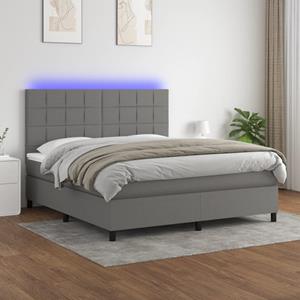 VidaXL Boxspring met matras en LED stof donkergrijs 180x200 cm