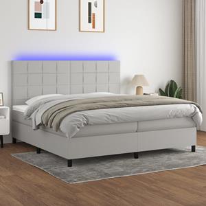 VidaXL Boxspring met matras en LED stof lichtgrijs 200x200 cm