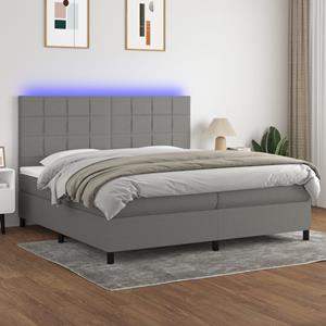 VidaXL Boxspring met matras en LED stof donkergrijs 200x200 cm