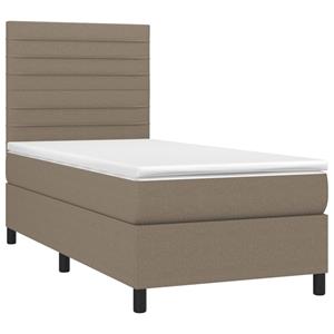 VidaXL Boxspring met matras en LED stof taupe 80x200 cm