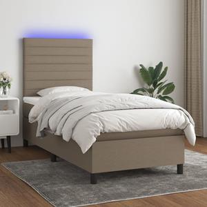 VidaXL Boxspring met matras en LED stof taupe 100x200 cm