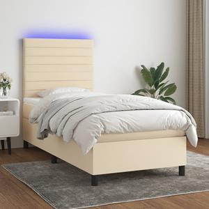 VidaXL Boxspring met matras en LED stof crèmekleurig 100x200 cm