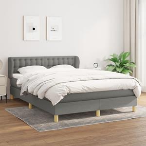 VidaXL Boxspring met matras stof donkergrijs 140x200 cm