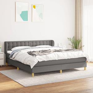 VidaXL Boxspring met matras stof donkergrijs 180x200 cm