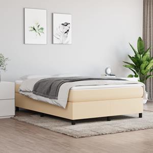 VidaXL Boxspring met matras stof crèmekleurig 140x190 cm