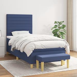 VidaXL Boxspring met matras stof blauw 90x190 cm