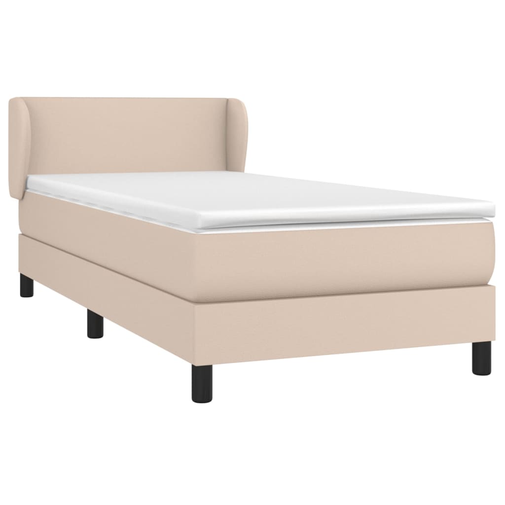 vidaXL Boxspring met matras kunstleer cappuccinokleurig 90x190 cm