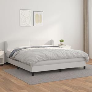 VidaXL Boxspring met matras kunstleer wit 160x200 cm