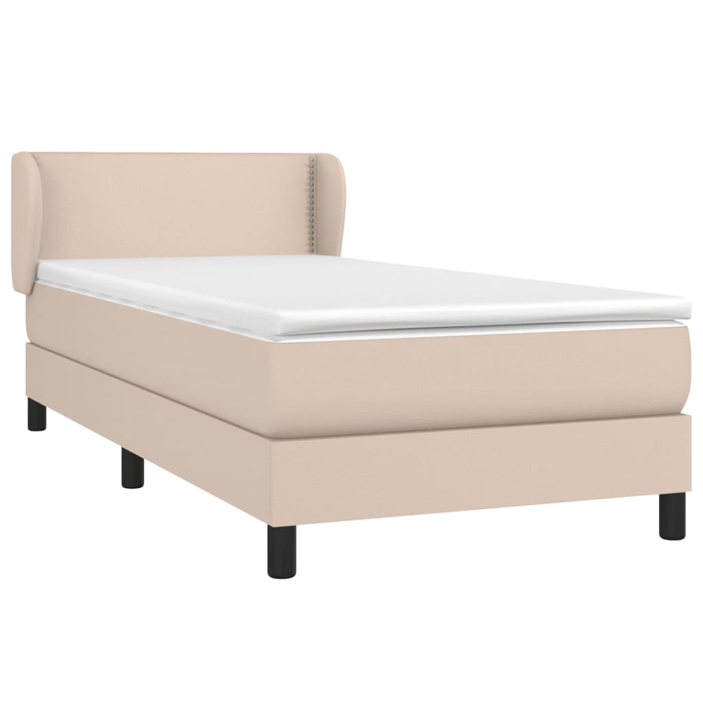 vidaXL Boxspring met matras kunstleer cappuccinokleurig 90x190 cm