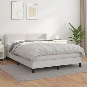 VidaXL Boxspring met matras kunstleer wit 140x190 cm