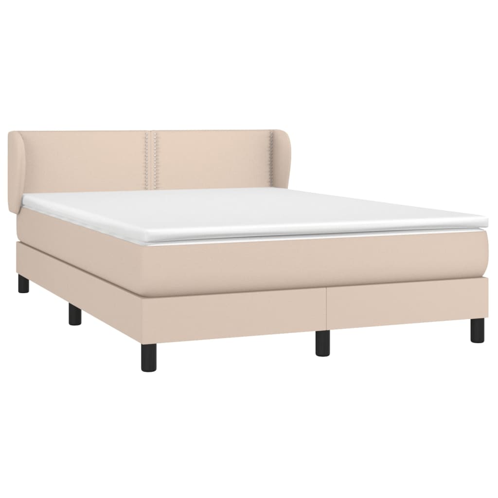 vidaXL Boxspring met matras kunstleer cappuccinokleurig 140x190 cm