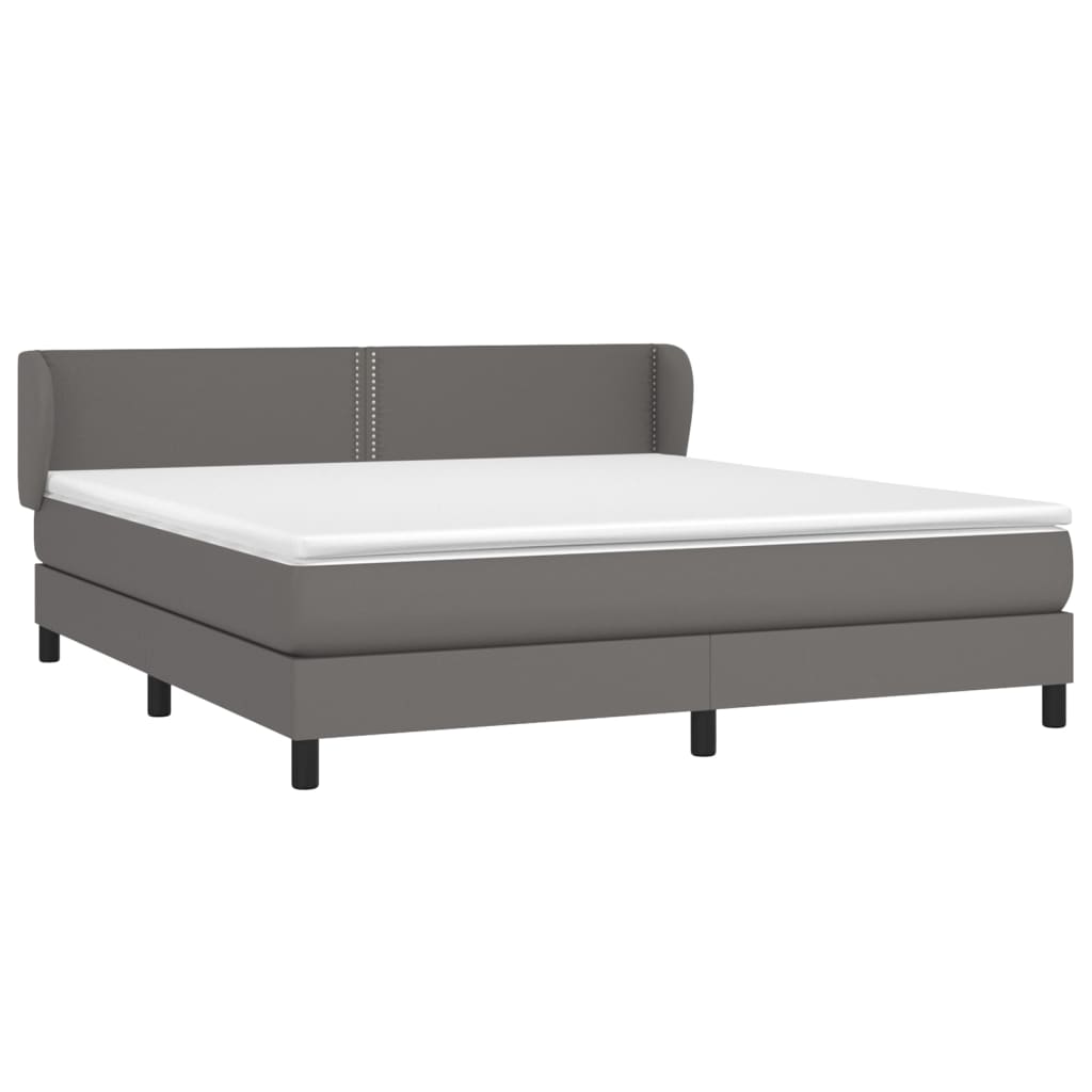 vidaXL Boxspring met matras kunstleer grijs 160x200 cm