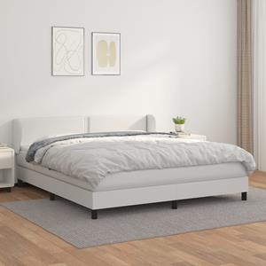 VidaXL Boxspring met matras kunstleer wit 180x200 cm