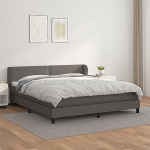 VidaXL Boxspring met matras kunstleer grijs 180x200 cm