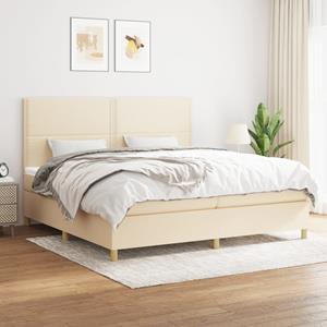 VidaXL Boxspring met matras stof crèmekleurig 200x200 cm