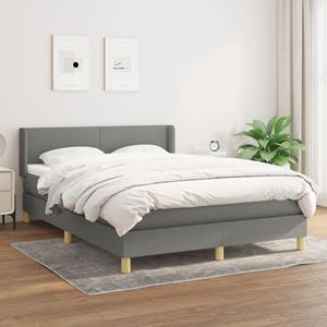 VidaXL Boxspring met matras stof donkergrijs 140x190 cm