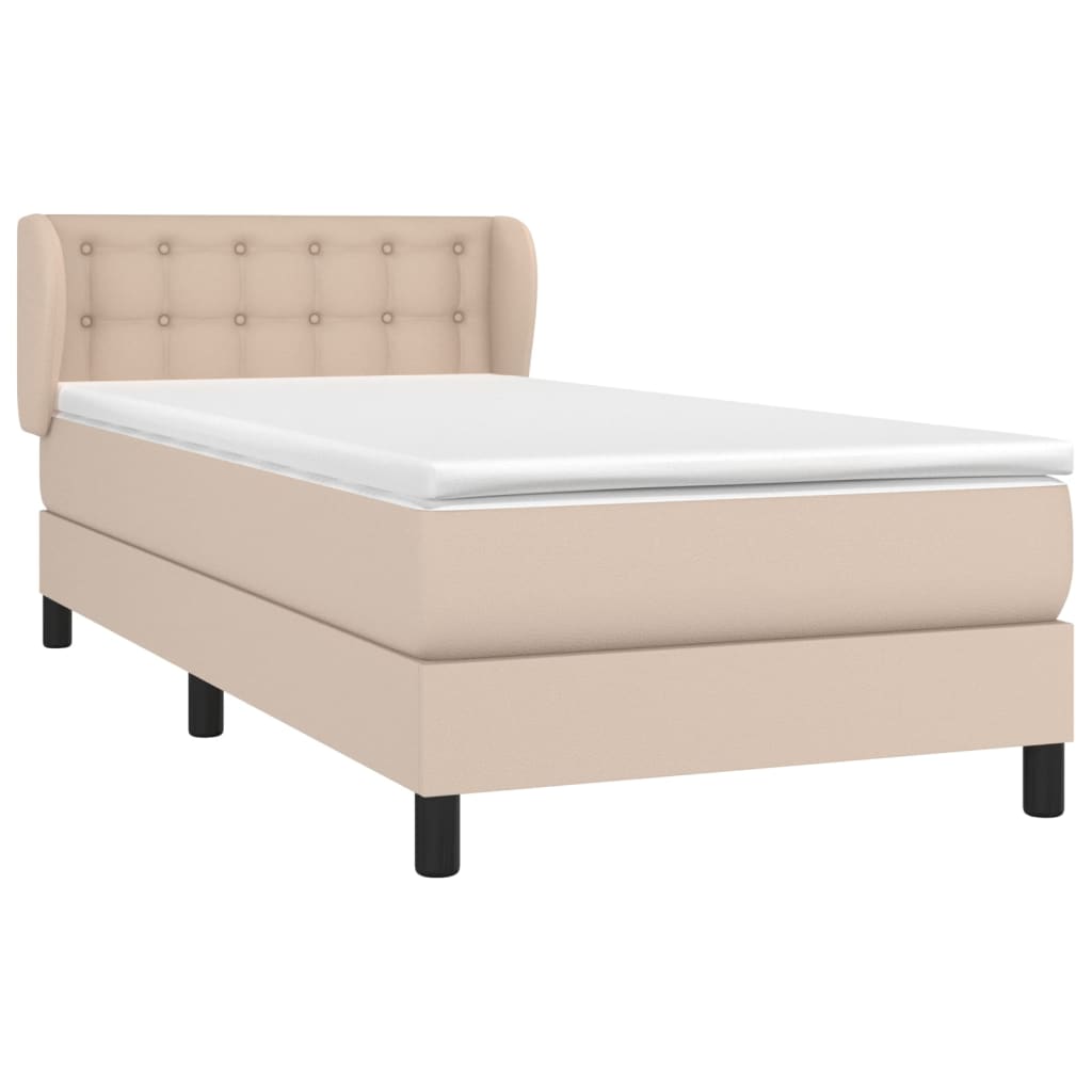 vidaXL Boxspring met matras kunstleer cappuccinokleurig 80x200 cm