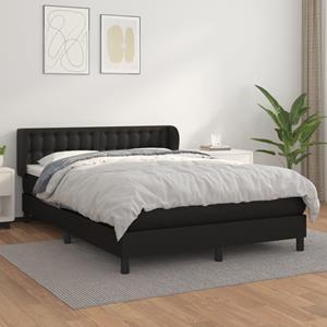 VidaXL Boxspring met matras kunstleer zwart 140x190 cm