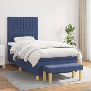 VidaXL Boxspring met matras stof blauw 90x190 cm