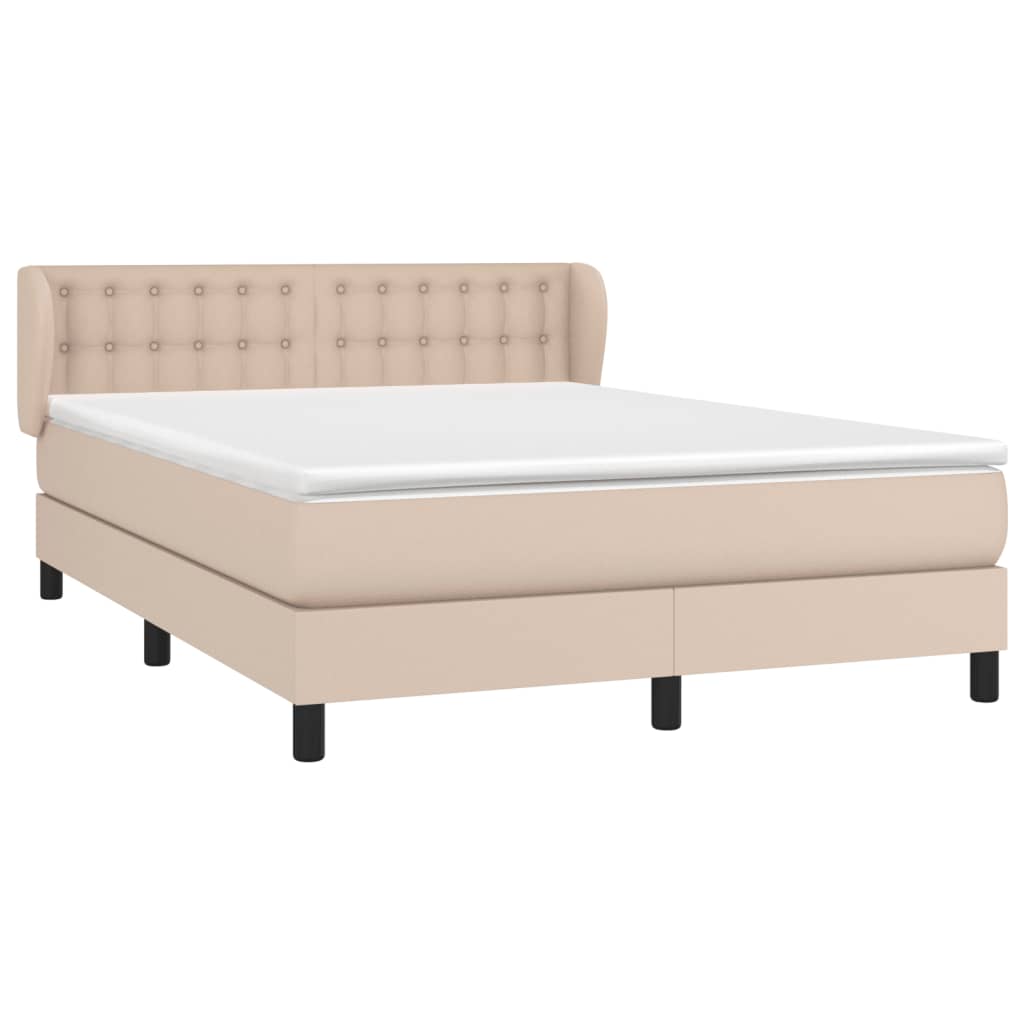 vidaXL Boxspring met matras kunstleer cappuccinokleurig 140x200 cm