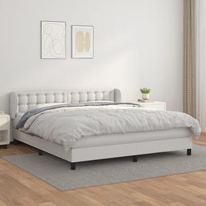 VidaXL Boxspring met matras kunstleer wit 160x200 cm